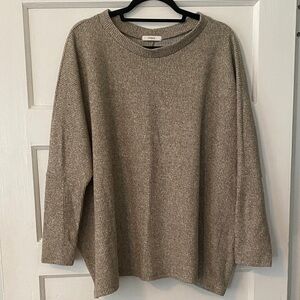 Crewneck Ribbed Sweater in Taupe